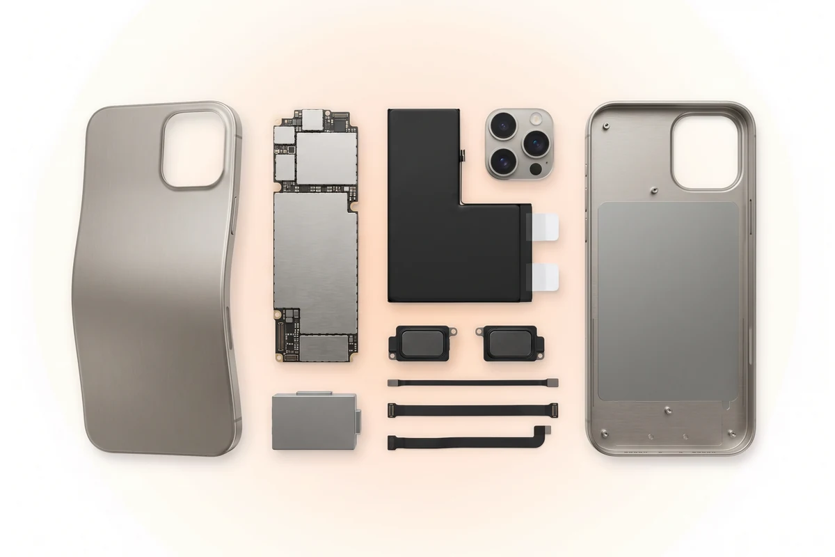 Разобранный iPhone 16 Pro Max: плата, аккумулятор и камеры перед пересадкой в новый корпус